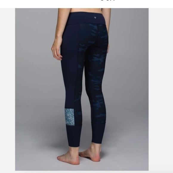LULULEMON Wunder Under Pant Sashiko Inkwell Navy Blue Camo Size 6 - Picture 2 of 11